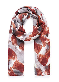 Abstract Watercolour Poppy Print Summer Scarf by Intrigue