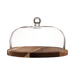 Acacia Wood Board/Glass Dome Set by Ravenhead