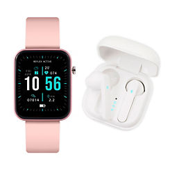 Active Series 13 Pink Smart Watch & True Wireless Sound Earbud Set by Reflex