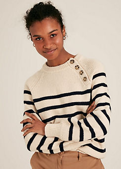 Agnes Cream Navy Striped Jumper by Joules