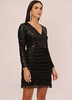 Aidan Sequin Fringe Cocktail Dress by Adrianna Papell