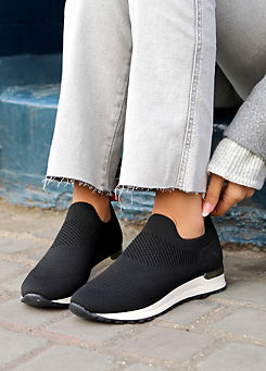 Aire Black Slip On Trainers by Linzi