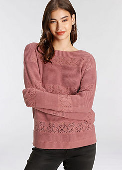 Ajour Knit Long Sleeve Sweater by Laura Scott