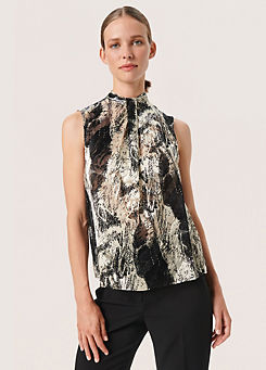 Akira Sleeveless Tie Neck Printed Top by Soaked in Luxury