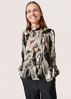 Akira Tie Neck Printed Blouse by Soaked in Luxury