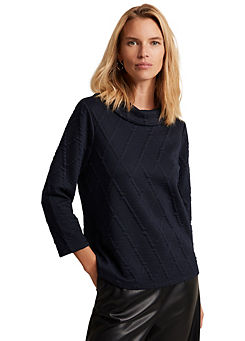 Alira Textured Navy Shade Top by Phase Eight