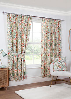 Amaryllis Pair of Pencil Pleat Printed Lined Curtains by Sundour