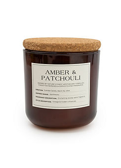 Amber & Patchouli Scent 11cm Glass Jar Wax Filled Pot with Cork Lid by Candlelight