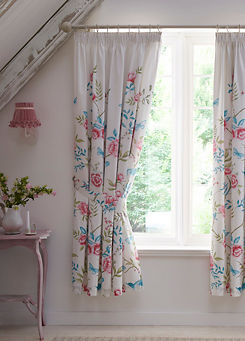 Amelle Pair of Pencil Pleat Curtains with Tie-Backs - Blue by Dreams & Drapes