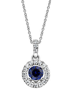 Ana 9ct Gold Created Sapphire & Lab Grown Diamonds Pendant Necklace by Created Brilliance