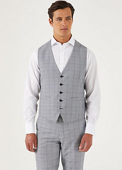 Anello Grey Check Tailored Fit Suit Waistcoat by Skopes