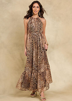 Animal Print Halter Maxi Dress by Together