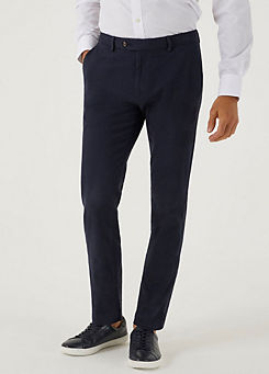 Antibes Navy Blue Tapered Fit Chino Trousers by Skopes