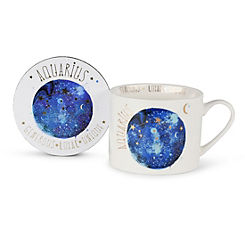 Aquarius Star Sign’ Mug & Coaster Gift Set by Summer Thornton