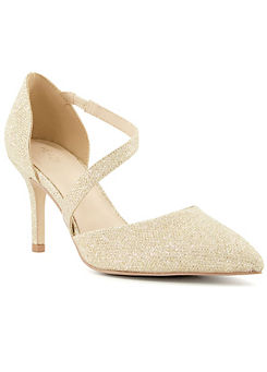 Asya Gold Shimmer Asymmetric Court Shoes by Head Over Heels By Dune
