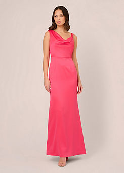 Asymmetric Satin Crepe Gown by Adrianna Papell