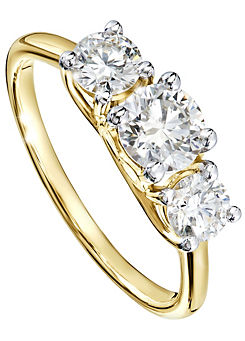 Audrey 9ct Yellow Gold 1.15ct Lab Grown 3 Stone Diamond Engagement Ring by Created Brilliance