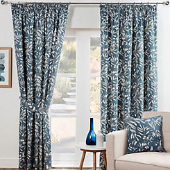 Aviary Pair of Pencil Pleat Lined Curtains by Sundour