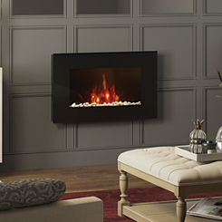 Azonto Wall Mounted Black Glass Programmable Eco Friendly Electric Fire by Be Modern