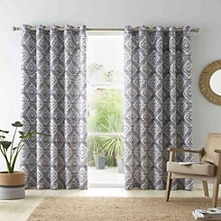 Aztec Geo Pair of Lined Eyelet Curtains by Catherine Lansfield