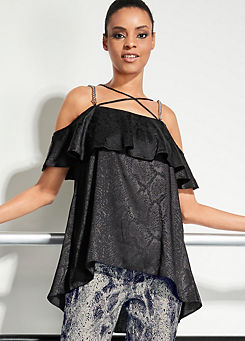 Bardot Frill Top with Chain Strap by STAR by Julien Macdonald