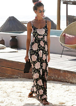 Beachwear Floral Print Tie-Back Maxi Dress by s.Oliver