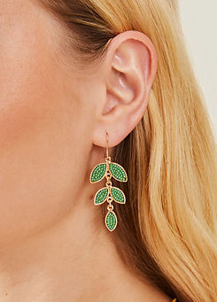 Beaded Leaf Drop Earrings by Accessorize