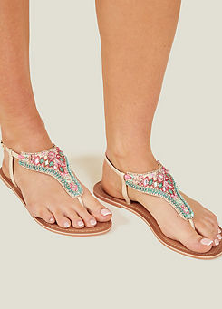 Beaded Mirror Sandals by Accessorize