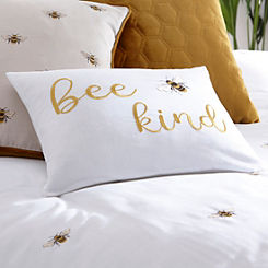 Bee Kind Embroidered Filled Boudoir Cushion