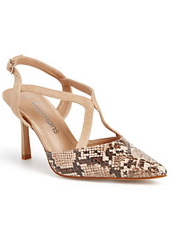Beige & Snake Court Shoes by Freemans