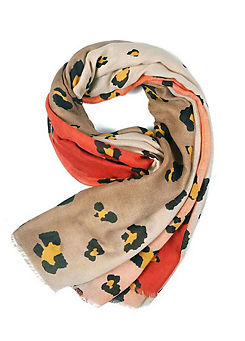 Beige/Red Mix Leopard Print Pashmina Scarf by Intrigue