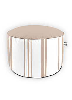 Beige Ticking Stripe Indoor & Outdoor Pouffe by rucomfy
