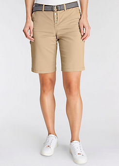 Belted Chino Shorts by DELMAO