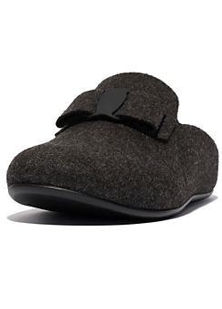 Black Chrissie Ii Haus Bow Felt iQushion™ Slippers by Fitflop