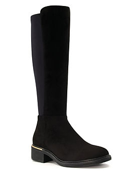 Black Croc ’Talu’ Patent Knee High Boots by Head Over Heels By Dune