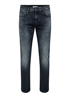 Black Denim Slim Fit Jeans by Only & Sons