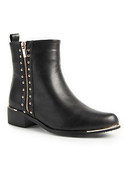 Black Dual Studded Ankle Boots by Lunar Exclusive