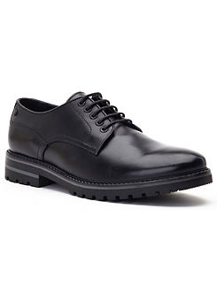 Black Halsey Waxy Derby Shoes by Base London