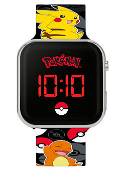 Black LED Watch - Printed Silicone Strap by Pokemon