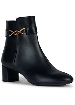 Black Leather Pheby Ankle Boots by Geox