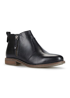 Black Leather Wide Fit Short Ankle Boots by Freemans
