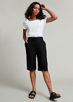 Black Linen Shorts by Freemans