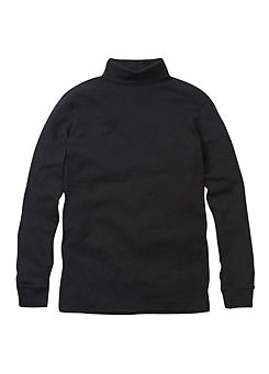 Black Long Sleeve Roll Neck Top by Cotton Traders