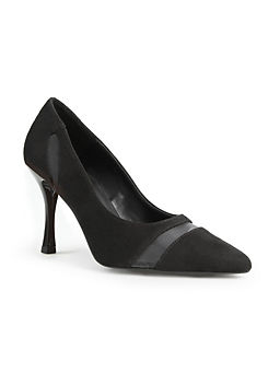 Black Mesh Cut Out Heeled Court Shoes by Freemans