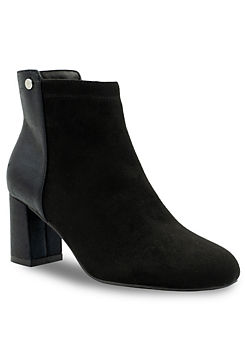 Black Micro Suede Mid Block Heel Ankle Boots by Paradox London