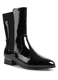 Black Patent Mid Boots by Lunar Exclusive