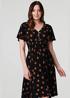 Black Polka Dot Fit & Flare Short Dress by Izabel London