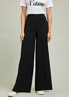 Black Relaxed Wide Leg Trousers by Freemans