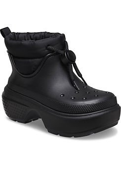 Black Stomp Puff Boots by Crocs