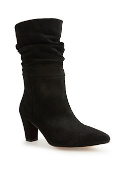Black Suede Slouch Mid Boots by Freemans